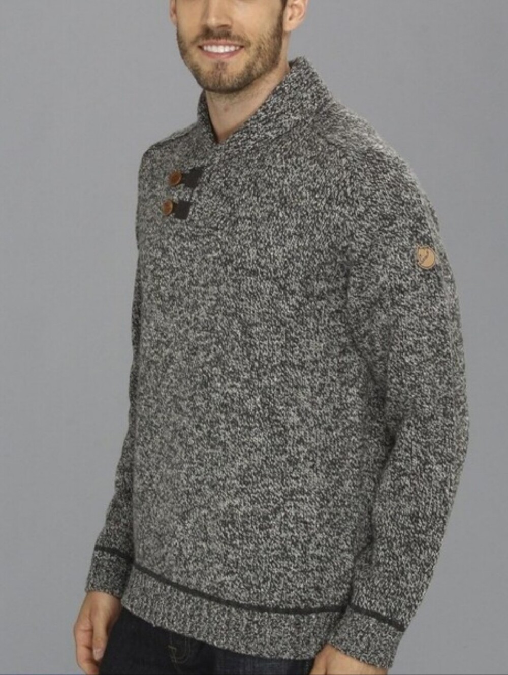 Fjallraven Lada Sweater Wool Shawl Collar Knit Pullover Mens M